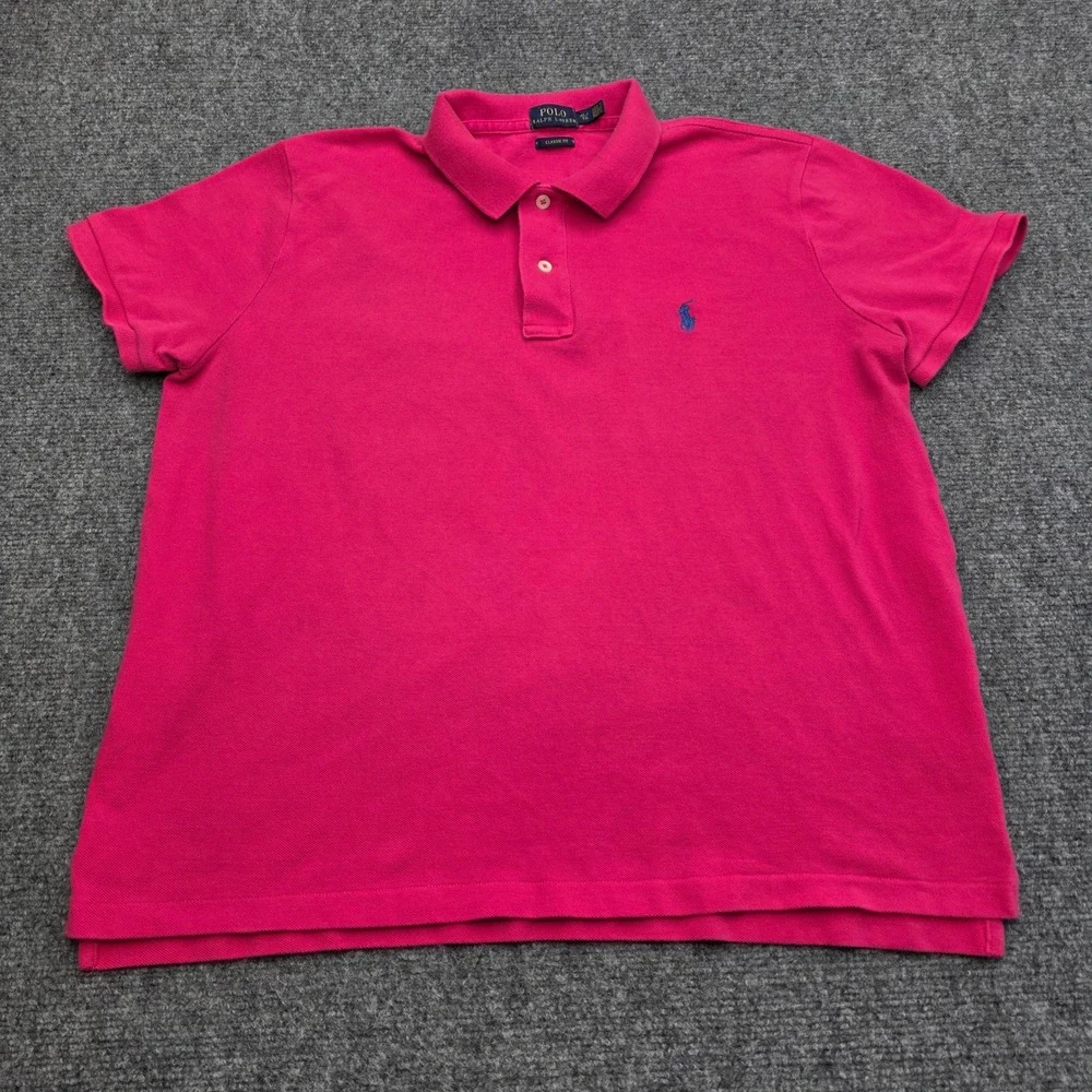 Polo Ralph Lauren Mens XL Classic Fit Pink Pique Short‎ Sleeve Polo Shirt Logo